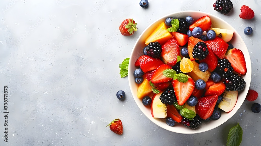 Assortment of Fresh Summer Berries in a Bowl on a White Background