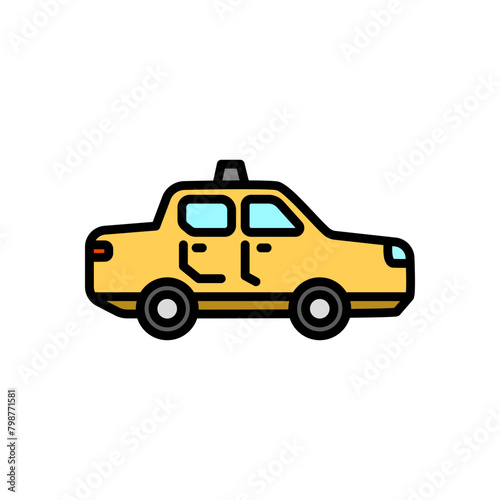 colored taxi icon vector in line style