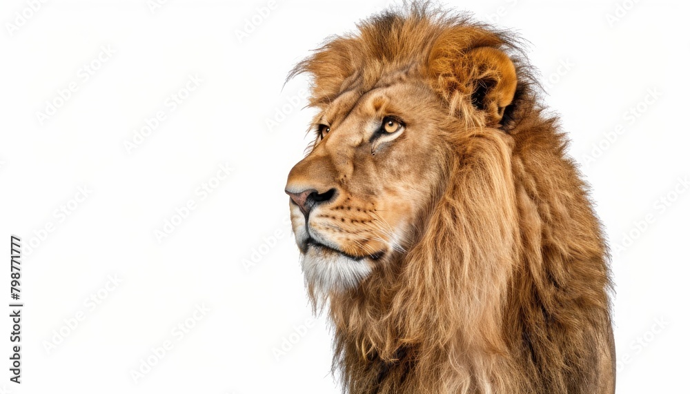 Majestic lion profile isolated on white background Majestic lion profile isolated on white background