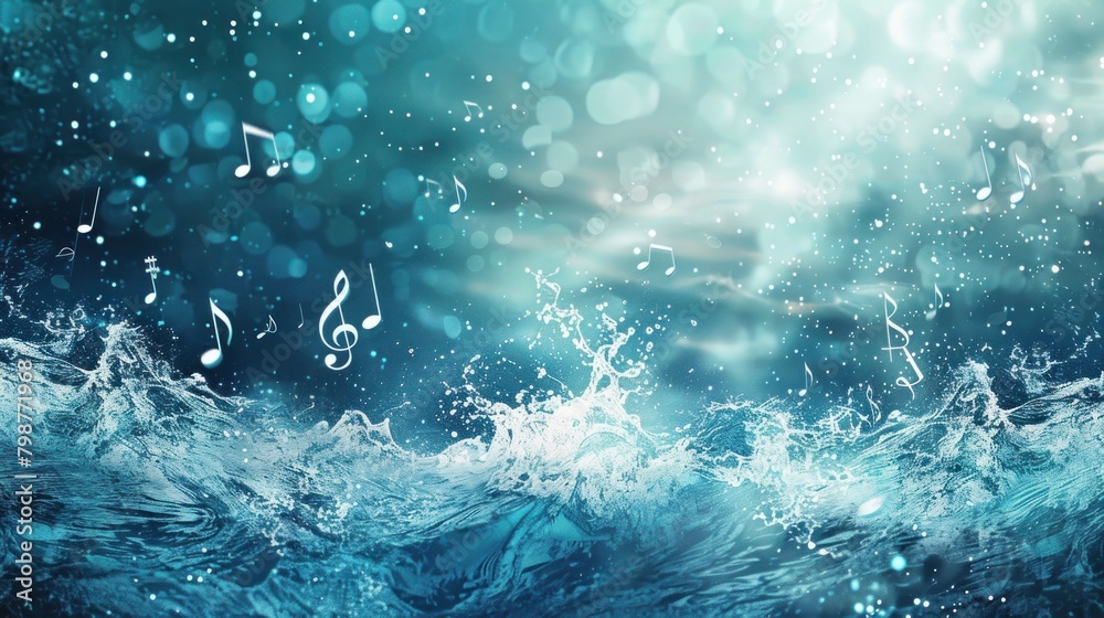 illustration of abstract music and symphony in the ocean