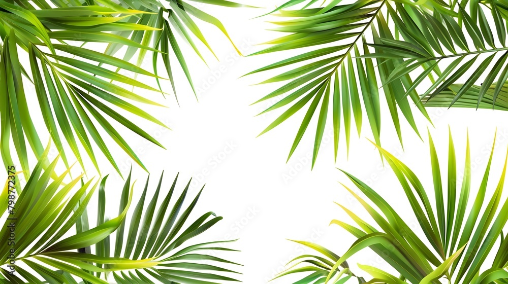  Palm Leaves Background Design,
Tropical Theme with Lush Greenery, Hand Edited Generative AI