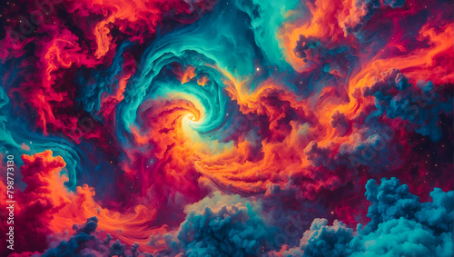 Colorful psychedelic volcanic clouds high quality background