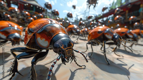 A virtual reality experience that puts viewers in the center of a beetle battle arena © Samon
