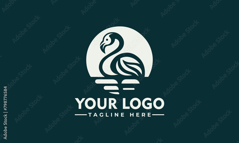 Unique Flamingo Logo vector Luxury simple design. Vector line drawing template