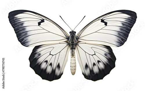 White and Black Beauty butterfly on transparent background.