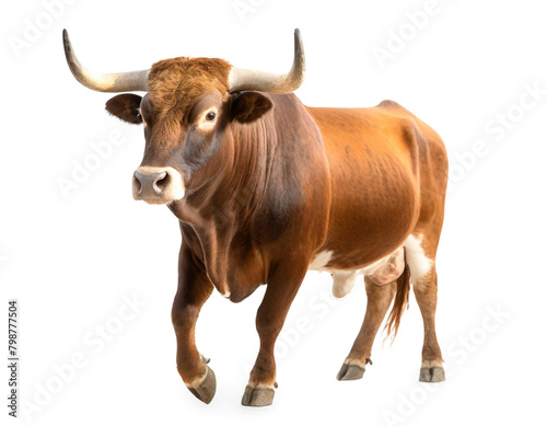 Stier auf vier beinen isoliert auf weißen Hintergrund, Freisteller