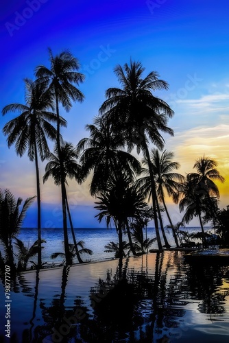 palm trees at sunset © Ali