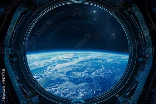 View from the window of a space station of Earth