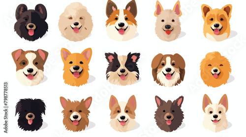 Cute dogs avatars set. Doggies heads canine face po