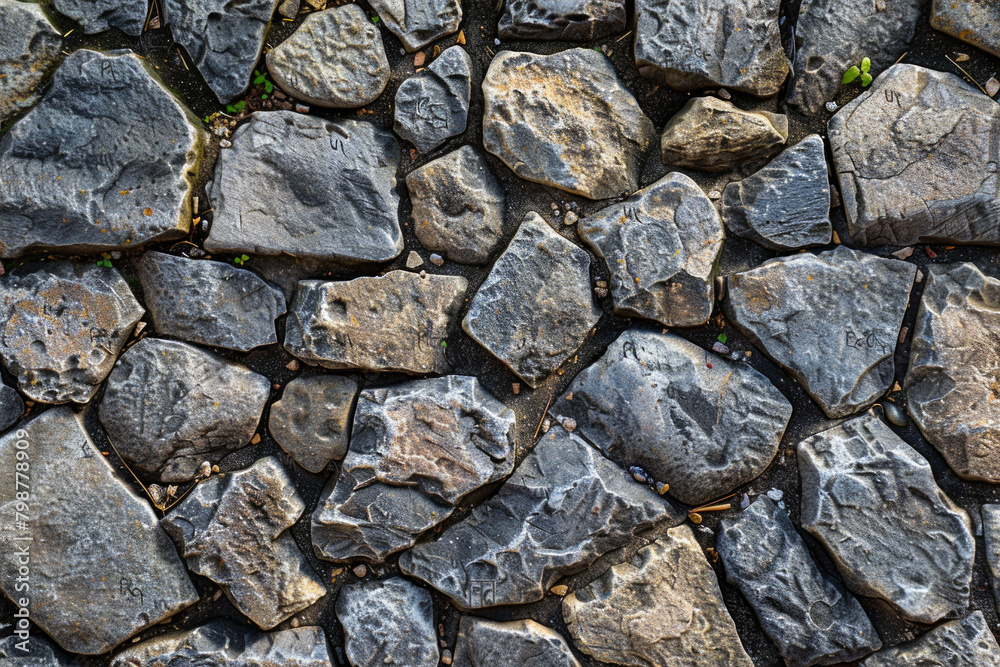 Textured surface of cobbled stones, showcasing their irregular shapes and worn surfaces. Cobbled stone textures offer a classic and timeless backdrop Textured surface of cobbled stones, showcasing their irregular shapes and worn surfaces. Cobbled stone textures offer a classic and timeless backdrop