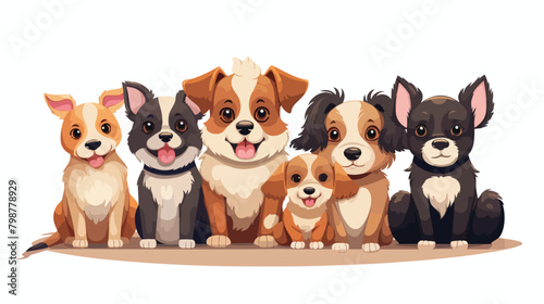 Cute dogs of different breeds standing hold empty b