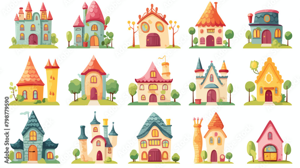 Cute fairytale house home castle and tower. Abstrac