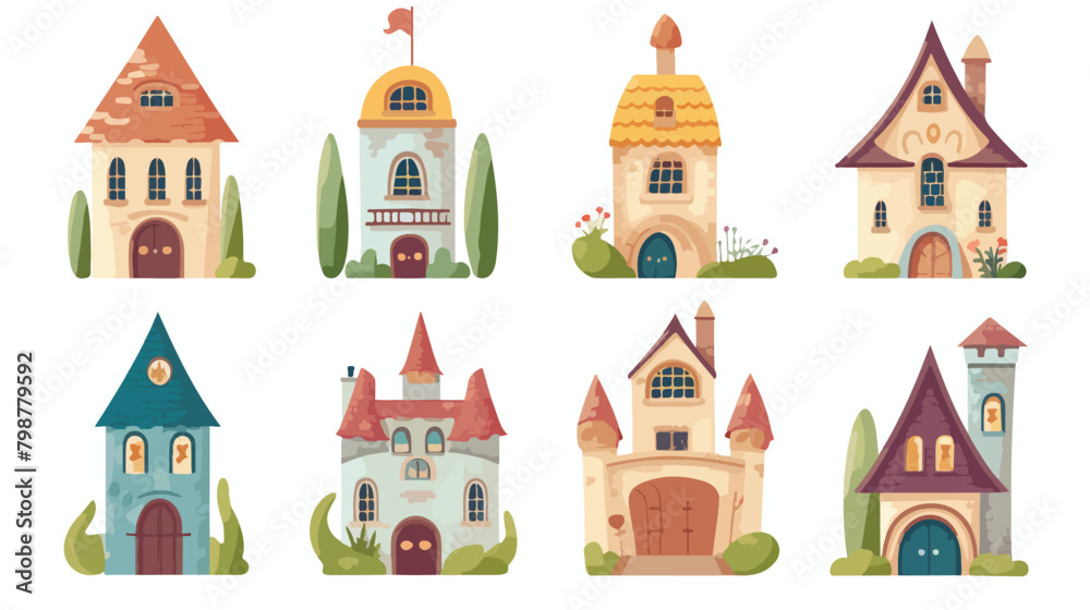 Cute fairytale house home castle and tower. Abstrac