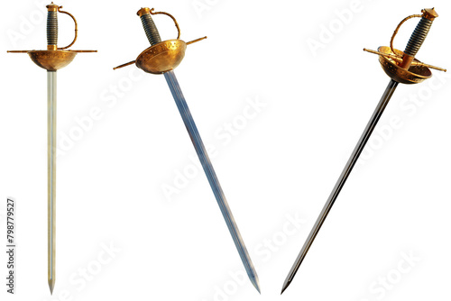 Spanish roper sword with cup on transparent background. 3D Render
