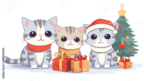 Cute funny cats at Christmas. Feline Xmas fun. Naug © Hyper