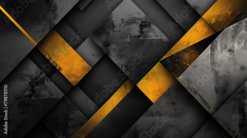Luxury golden and black grunge geometric abstract background. Vector retro banner design