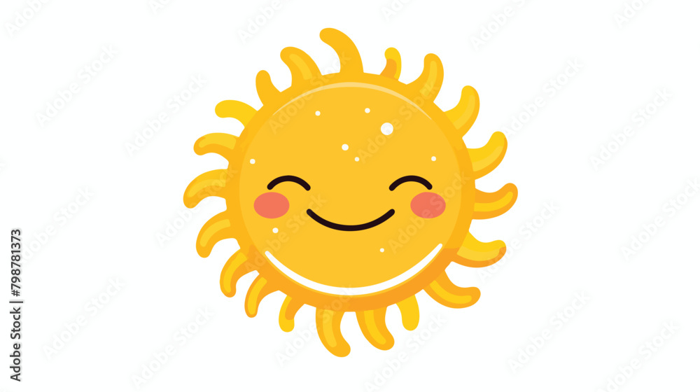 Cute funny smiling sun. Happy hot summer weather ic