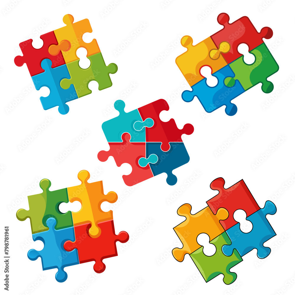 colorfull puzzle art drawn on white background colorfull puzzle art drawn on white background