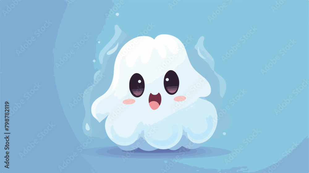 Cute ghost with sad upset face expression. Hallowee