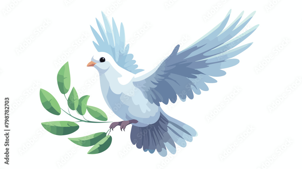 Cute gray translucent dove pigeon or bird flying an