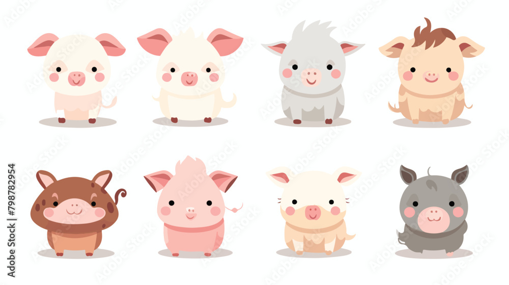 Cute guinea pigs set. Adorable funny fluffy rodent