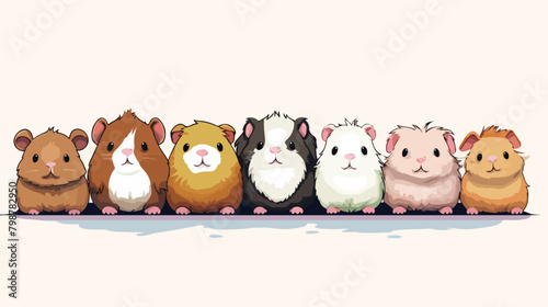Cute guinea pigs border. Funny cavies long banner. photo