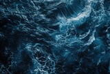 Closeup painting of electric blue waves in ocean, capturing fluidity and energy