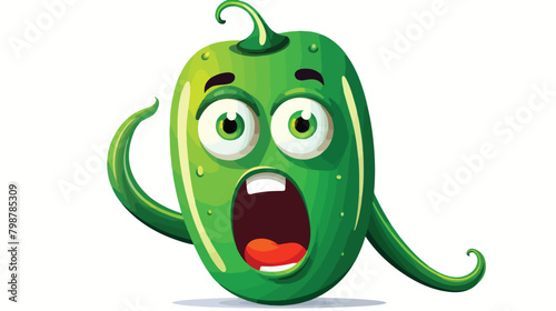 Cute hot pepper with funny face expression surprise