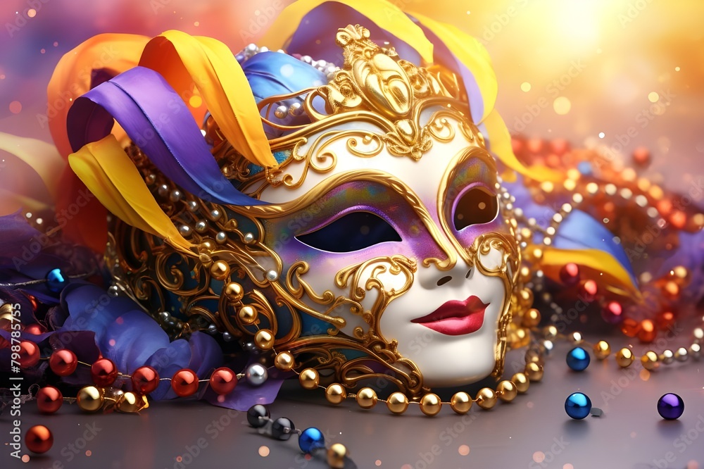 A vivid carnival background filled with lively colors, masks, and festive flair A vivid carnival background filled with lively colors, masks, and festive flair