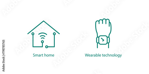 Smart Home and Wearable Technology Vector Icons