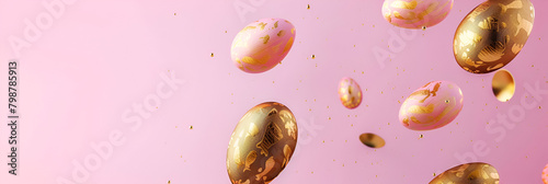 Wallpaper Mural "Creative Easter Layout: Gold and Pink Levitating Eggs"
 Torontodigital.ca