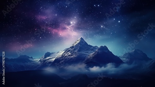 starry night sky over majestic mountains UHD WALLPAPER