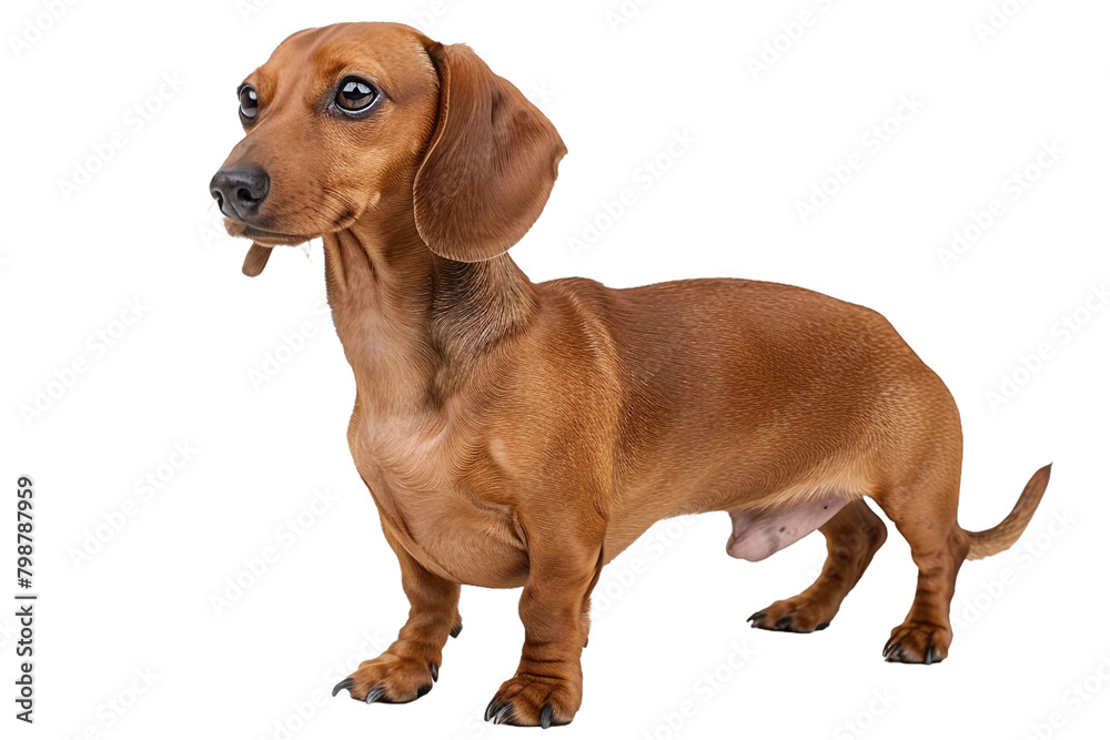 Adorable Wiener Dog on transparent background.