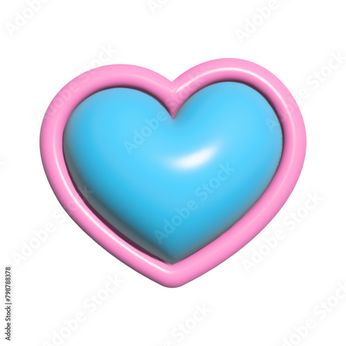 Inflated 3d heart with plasticine effect. Icon in y2k style. Vector illustration