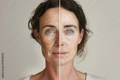 Comparative facial sun spot treatment photo