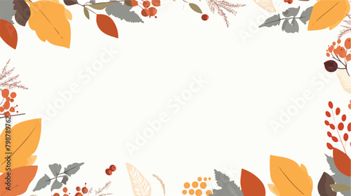 Autumn botanical square frame flat vector template.