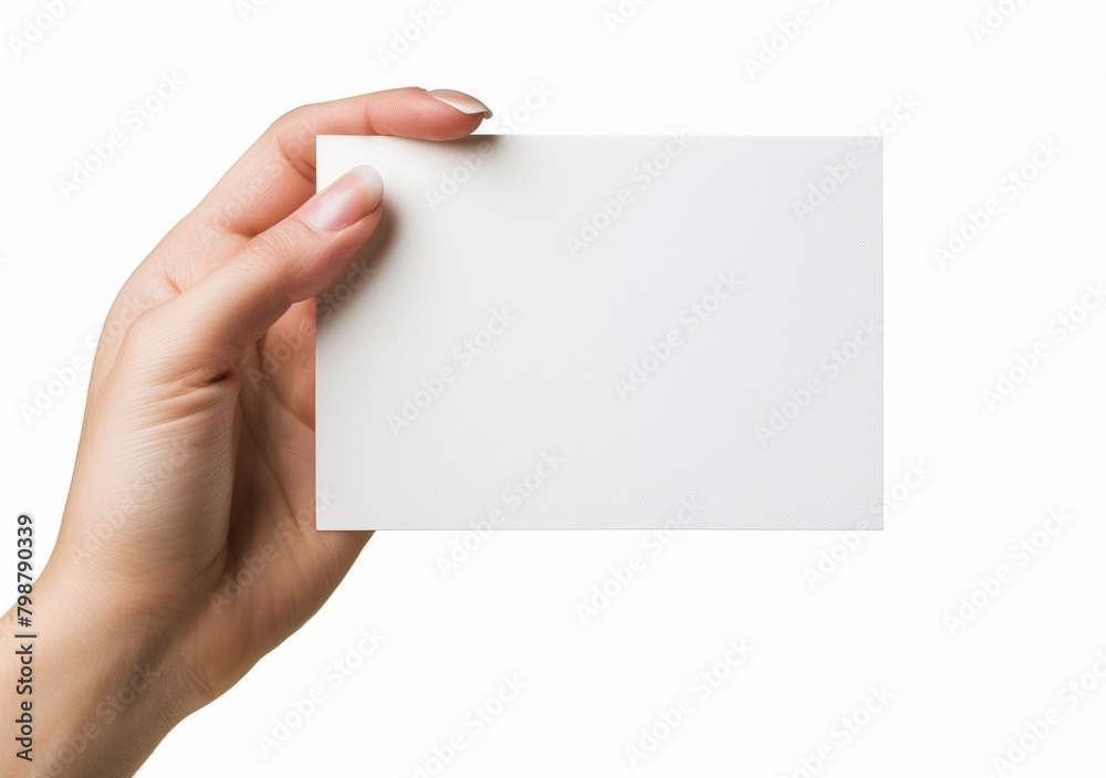 Obraz premium mockup, Hand Holding a Blank Card (Vertical)