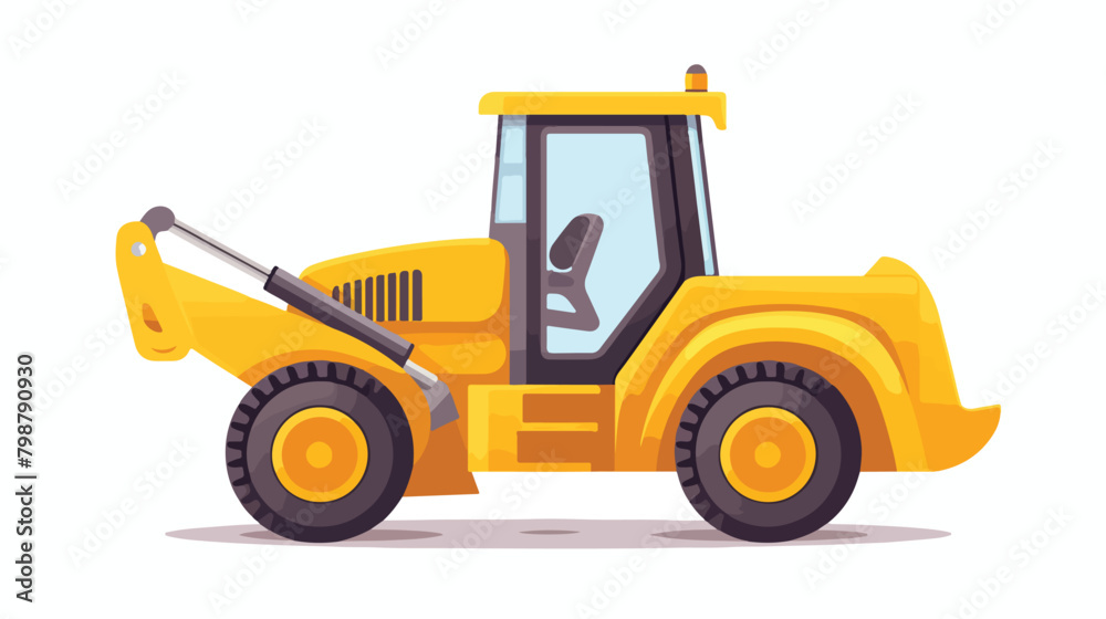 Cute tractor with ladle dipper. Construction vehicl