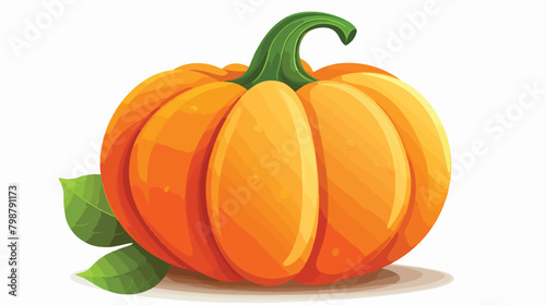 Autumn round-shaped pumpkin with peduncle. Fall ora