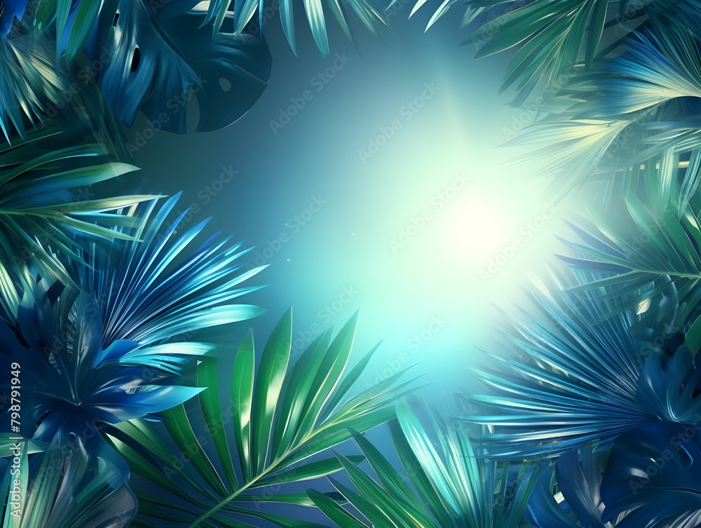 Banner of summer backrgound with palm tree leaves Banner of summer backrgound with palm tree leaves