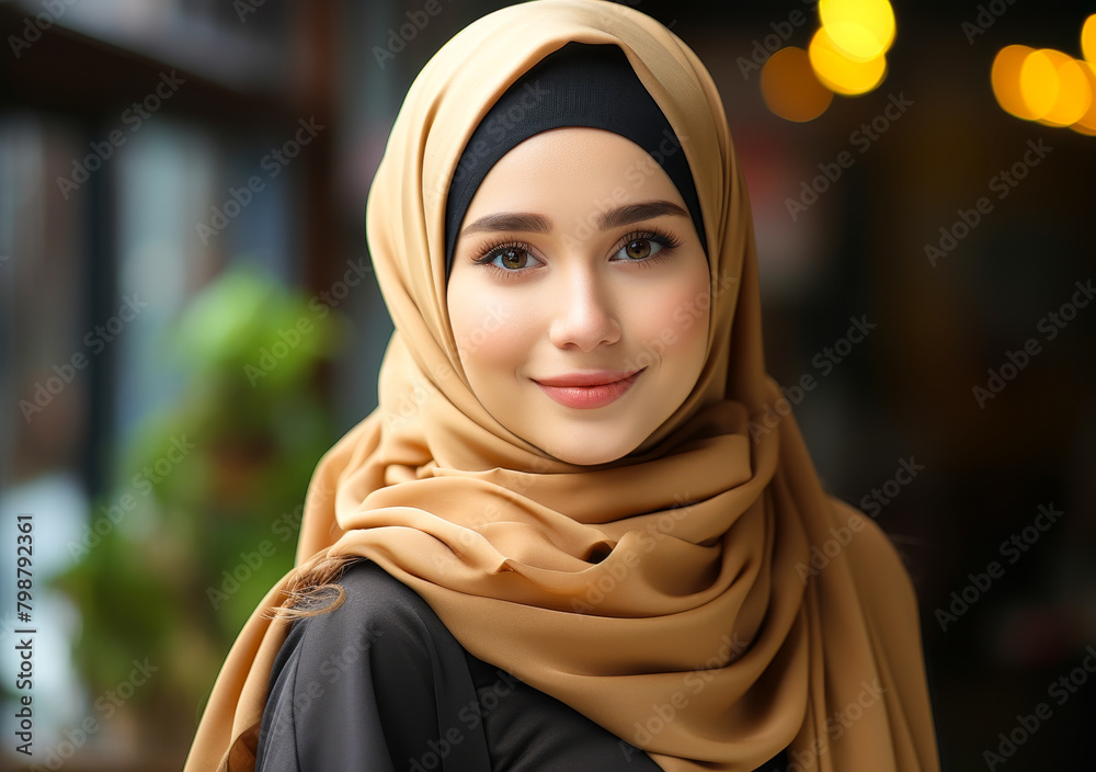 Smiling Young Malay Hijabi Girl, Big Eyes, Facebook Profile Headshot, Bright Home Interior Smiling Young Malay Hijabi Girl, Big Eyes, Facebook Profile Headshot, Bright Home Interior