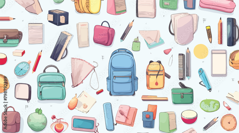 Back To School seamless pattern with education supp