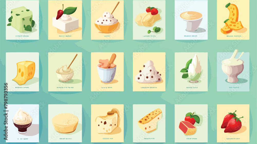 Dairy products blank backgrounds square designs set
