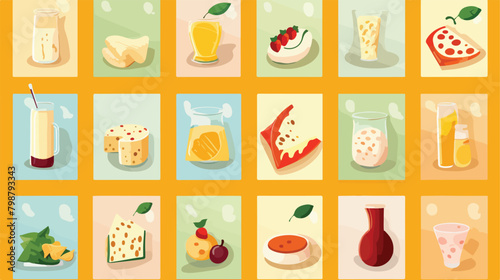 Dairy products blank backgrounds square designs set