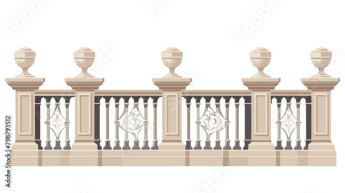 Balustrade with stone pillars for fencing and raili
