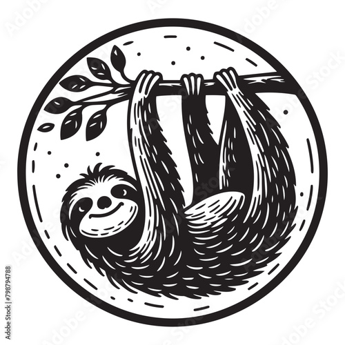 Black and White Sloth Vector  Silhouettes - Sloth Silhouette