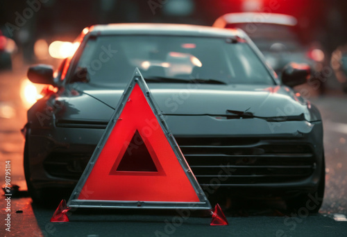 red triangle crash point Reflective car out