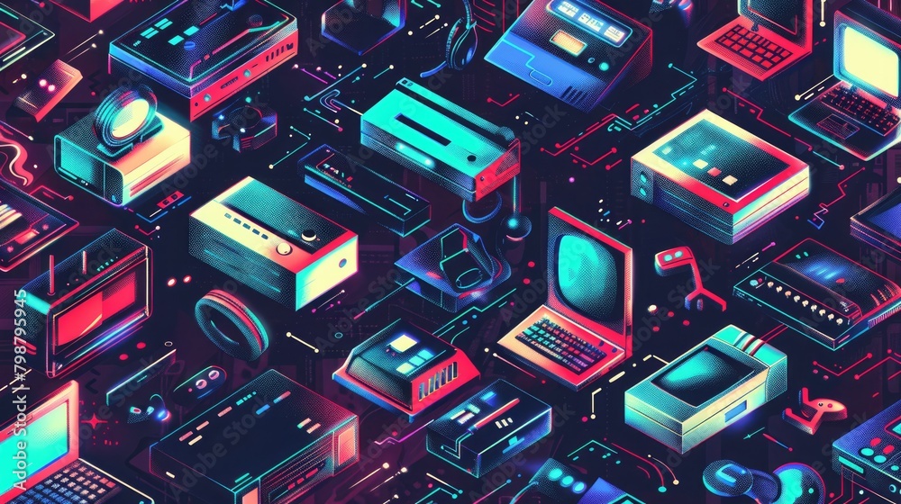 Retro 3d Graphics Imagine a seamless pattern background inspired by 90's video game ...