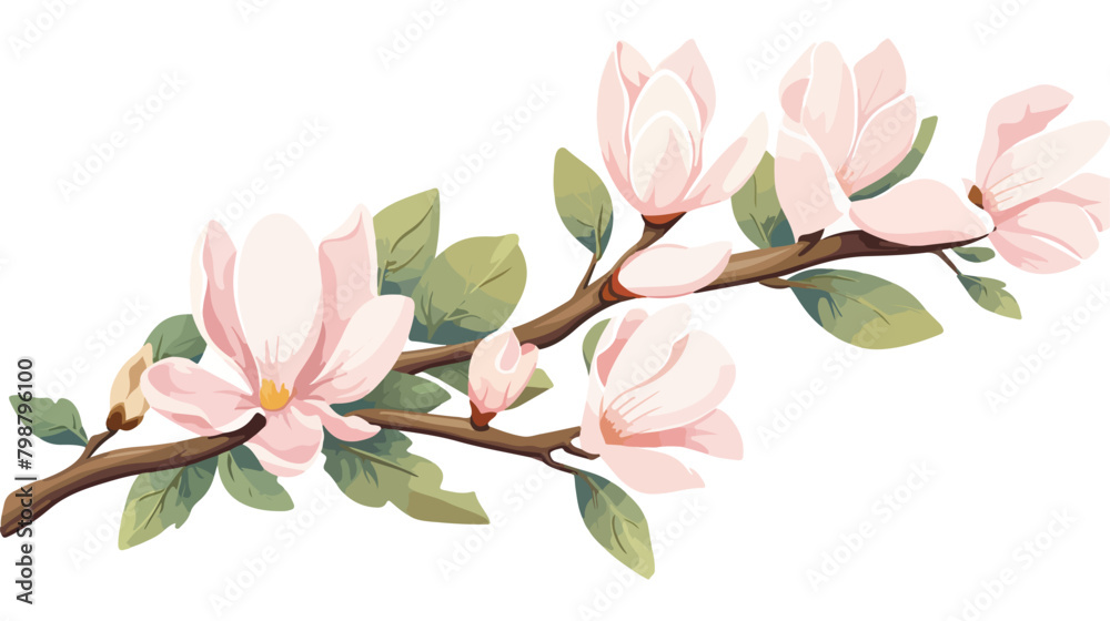 Delicate flowers branch. Blossomed spring plant gen
