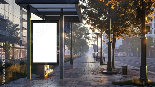 Hyper-Realistic Advertising Display Blank Light Box at Bus Stop